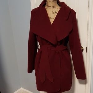 Burgundy wrap coat